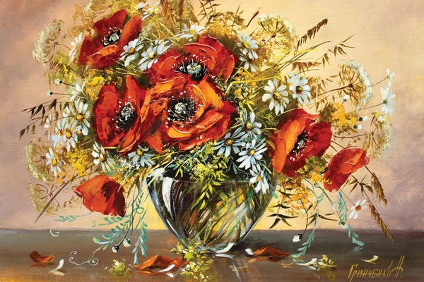 Poppies: Poppies In A Summer Bouquet by Natalia Grinchenko