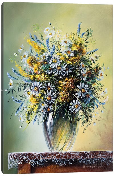 Wildflowers Canvas Art Print - Green Art