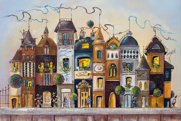 Canvas Print: The City On The Bookshelf by Natalia Grinchenko