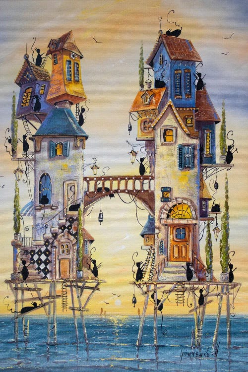 Sunset View In Cat City by Natalia Grinchenko wall art