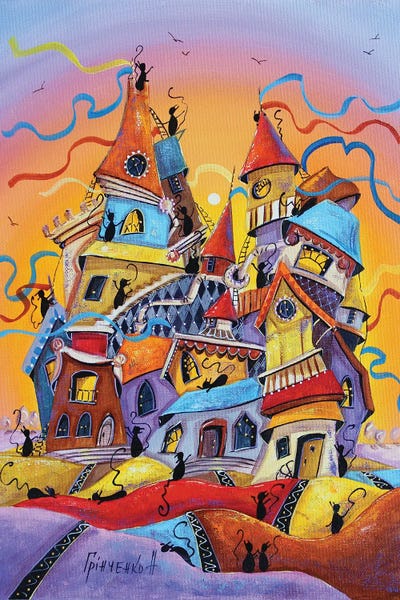 Carnival In Cat Town by Natalia Grinchenko art print