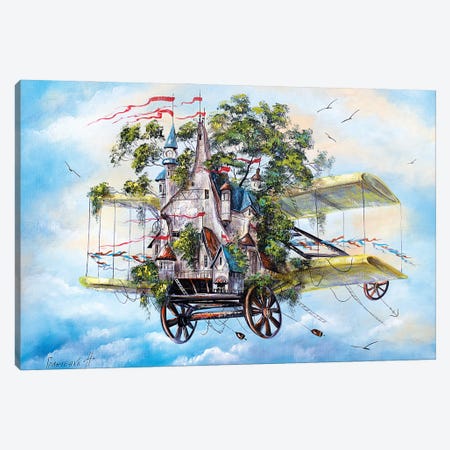 Flying House-City Canvas Print #NGR15} by Natalia Grinchenko Canvas Print