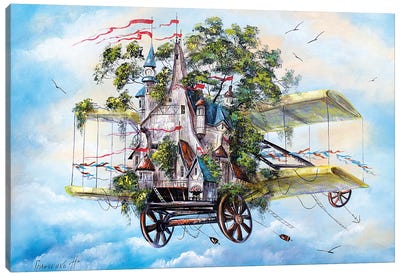 Flying House-City Canvas Art Print - Natalia Grinchenko