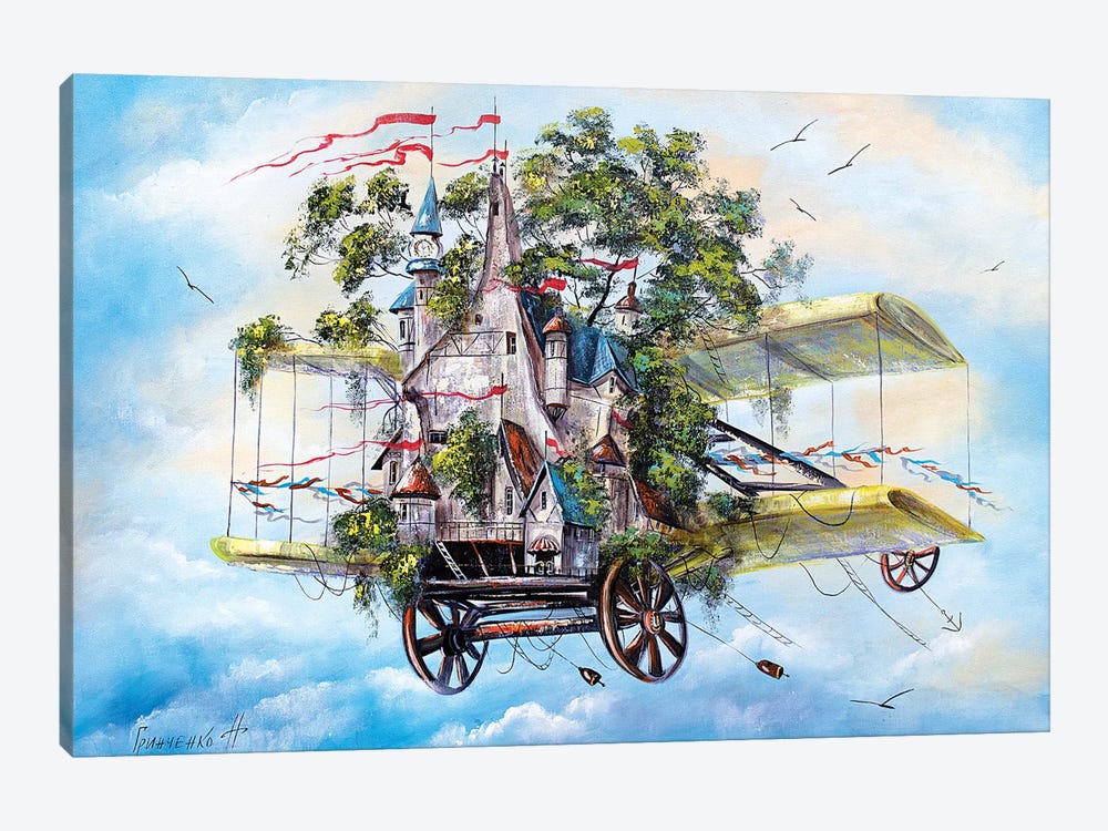 Flying House-City by Natalia Grinchenko 1-piece Canvas Print