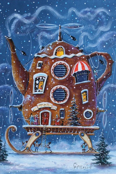 Snow: Christmas Teapot - Traveler by Natalia Grinchenko