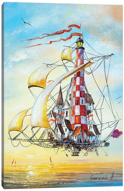 Flying Lighthouse Canvas Art Print