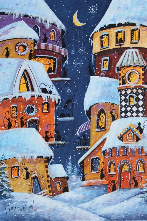 The Warmth Of The Windows Of The Winter City Of Cats