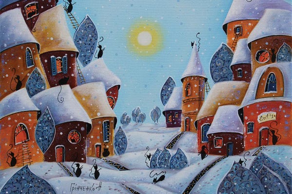 Snow: Winter Fairy Tale In The Gingerbread Сity Of Cats by Natalia Grinchenko