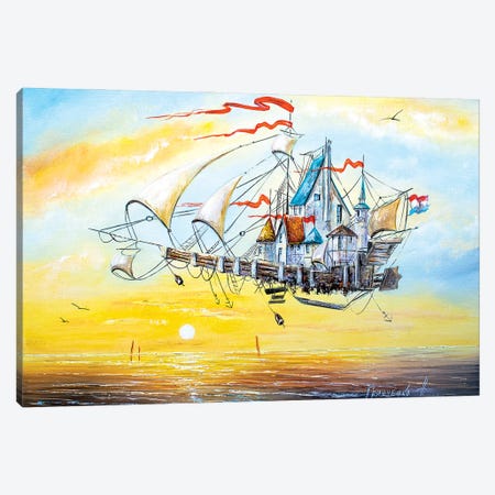 Flying Ship City Canvas Print #NGR17} by Natalia Grinchenko Canvas Print