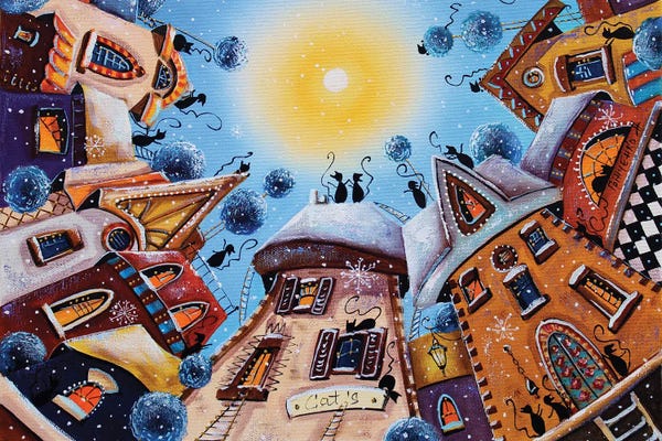 Black Cats: Winter Walks Through Gingerbread Houses In The City Of Cats by Natalia Grinchenko