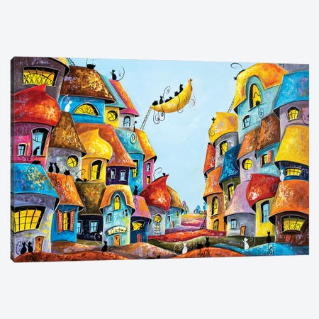 Interesting Stories In The City Of Cats Canvas Print #NGR21} by Natalia Grinchenko Canvas Art Print