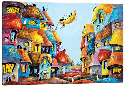 Interesting Stories In The City Of Cats Canvas Art Print - Natalia Grinchenko