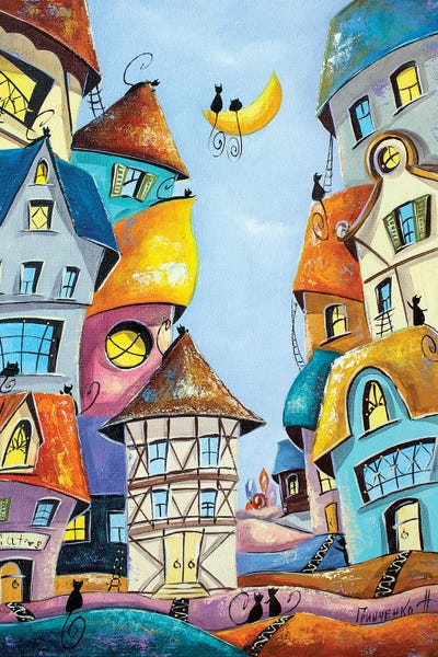 Lullaby In The City Of Cats by Natalia Grinchenko art print