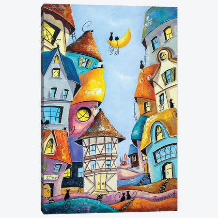 Lullaby In The City Of Cats Canvas Print #NGR23} by Natalia Grinchenko Canvas Art Print