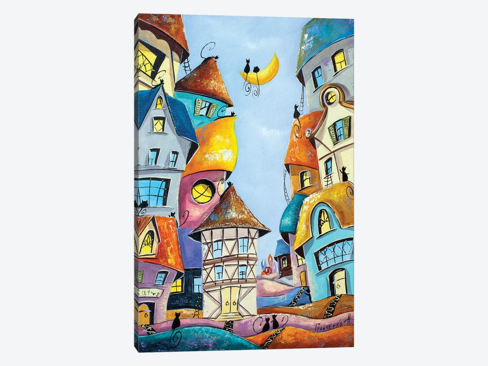 Lullaby In The City Of Cats by Natalia Grinchenko 1-piece Canvas Wall Art