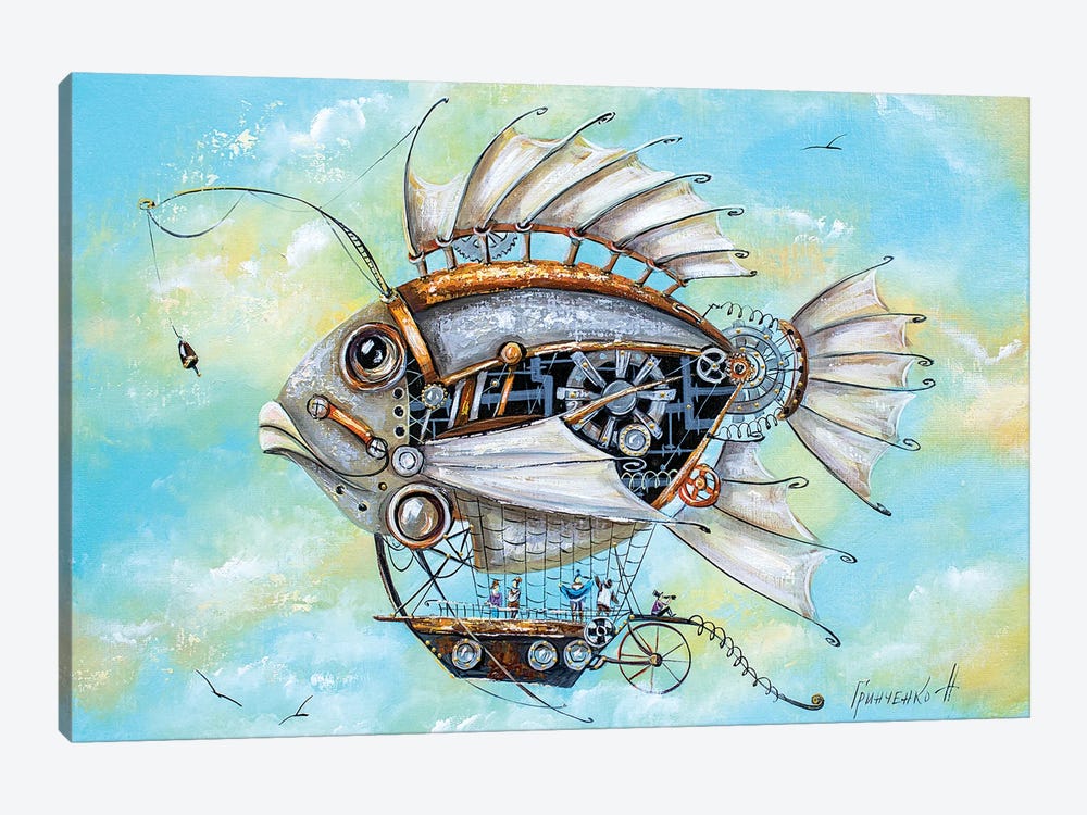 Mechanical Fish Travel by Natalia Grinchenko 1-piece Canvas Artwork