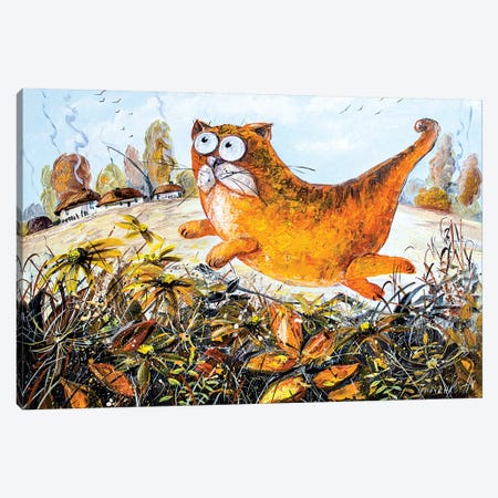 Red Cat Of Autumn Canvas Print #NGR27} by Natalia Grinchenko Canvas Art