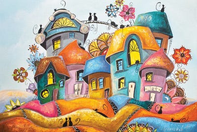 Blooming City Of Cats by Natalia Grinchenko art print