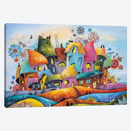 The Most Blooming And Colorful City Of Cats Canvas Print #NGR31} by Natalia Grinchenko Canvas Artwork