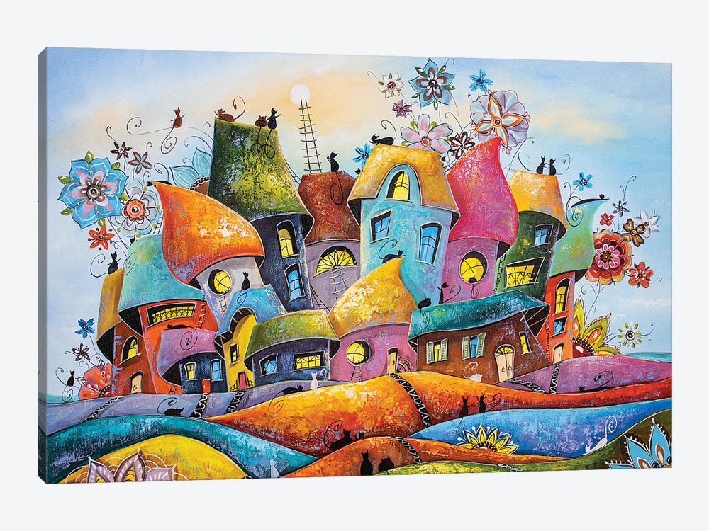 The Most Blooming And Colorful City Of Cats by Natalia Grinchenko 1-piece Art Print