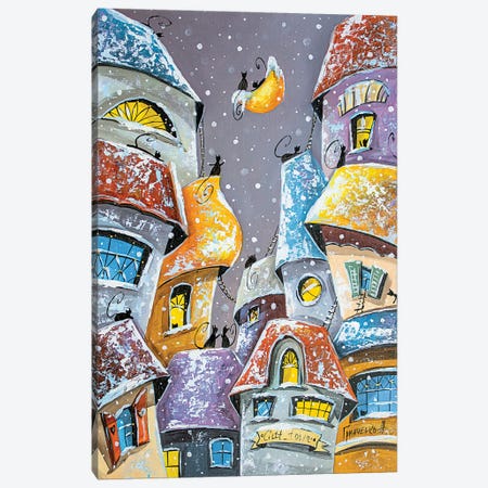 Winter Fun In The City Of Cats Canvas Print #NGR36} by Natalia Grinchenko Canvas Print