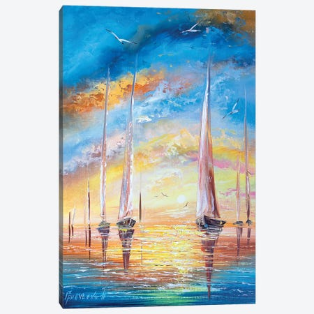 Yachts On Vacation Canvas Print #NGR38} by Natalia Grinchenko Canvas Art