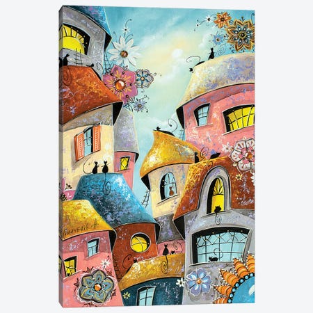 Flower Mood In The City Of Cats Canvas Print #NGR42} by Natalia Grinchenko Art Print