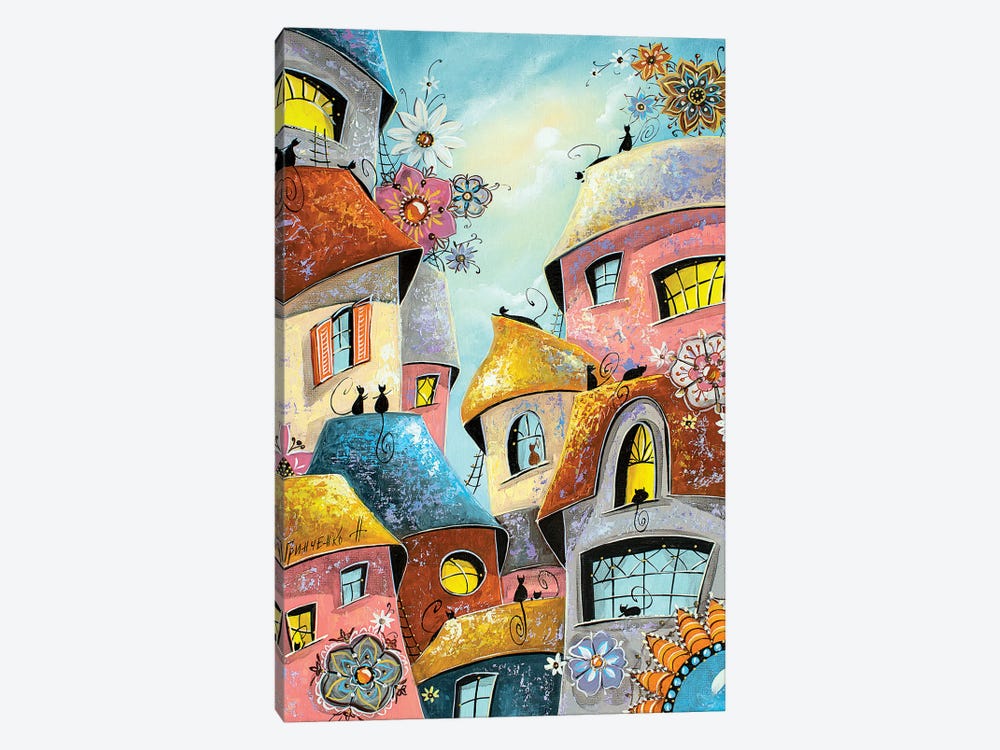 Flower Mood In The City Of Cats by Natalia Grinchenko 1-piece Canvas Print