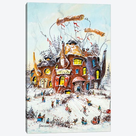 Winter Activities In The Tea Canvas Print #NGR47} by Natalia Grinchenko Canvas Wall Art