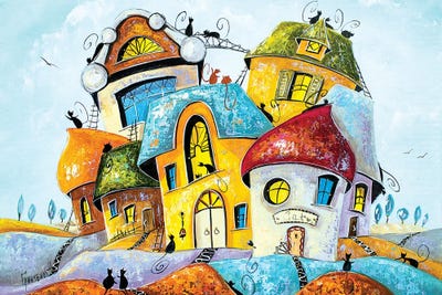Colored Cat City by Natalia Grinchenko art print