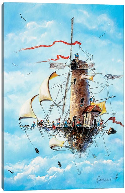 Windmill And Its Inhabitants Canvas Art Print - Natalia Grinchenko