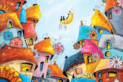 Moonflower Day in the City of Cats by Natalia Grinchenko acrylic art print