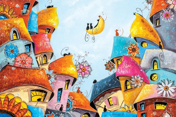 Moonflower Day in the City of Cats by Natalia Grinchenko wall art