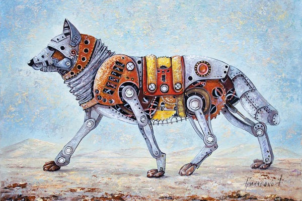 Whimsical Steampunk: Mechanical Wolf by Natalia Grinchenko