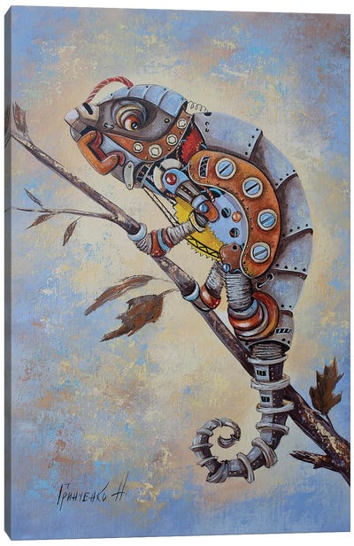 Steampunk Chameleon Canvas Art Print - Whimsical Steampunk