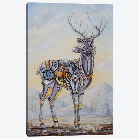 Steampunk Deer Canvas Print #NGR69} by Natalia Grinchenko Art Print