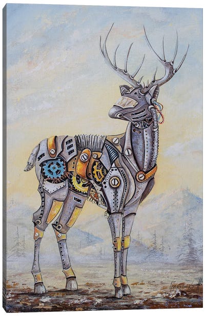 Steampunk Deer Canvas Art Print - Natalia Grinchenko