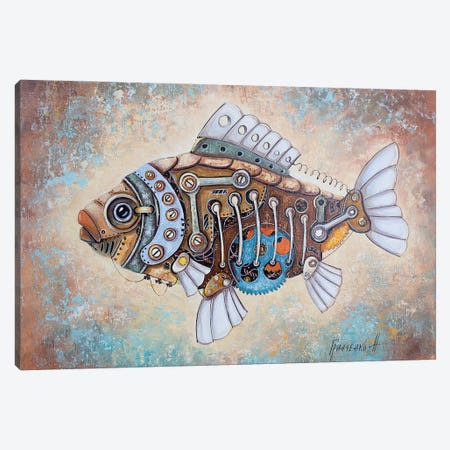 Steampunk Fish Canvas Print #NGR70} by Natalia Grinchenko Canvas Artwork