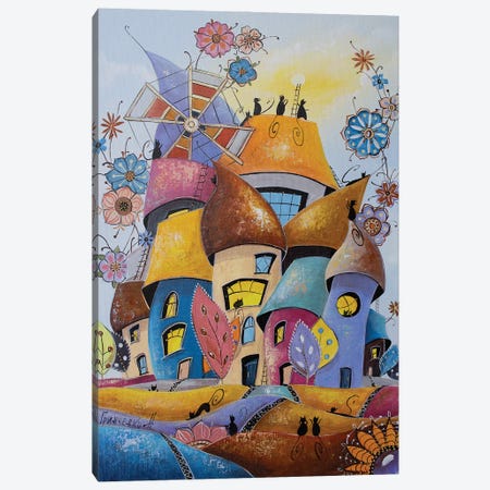 The Most Joyful City Of Cats Canvas Print #NGR72} by Natalia Grinchenko Canvas Artwork