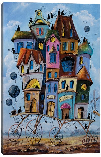 The Most Wandering City Of Cats Canvas Art Print - Artists From Ukraine