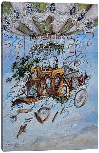 Time Flies Canvas Art Print - Whimsical Steampunk