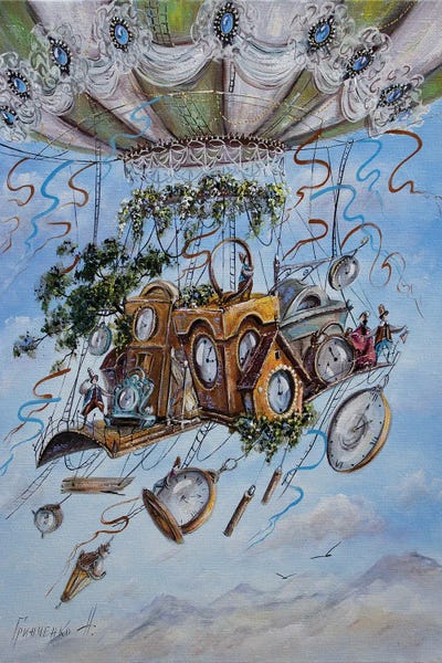 Kids Transportation Art: Time Flies by Natalia Grinchenko