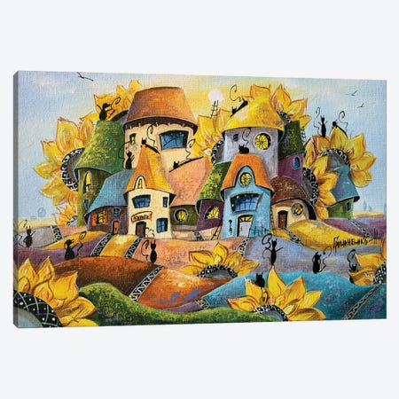 City Of Cats In Sunflowers Canvas Print #NGR88} by Natalia Grinchenko Canvas Art Print