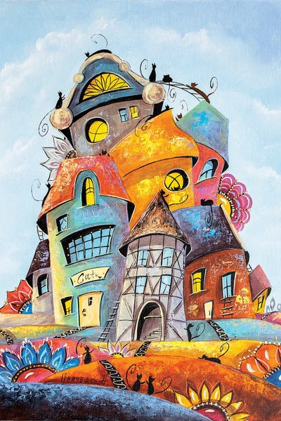 Flower Day In The City Of Cats by Natalia Grinchenko canvas print