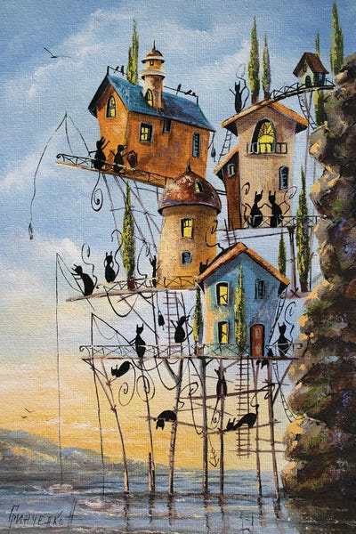 Black Cats: Fish Day In The City Of Cats by Natalia Grinchenko