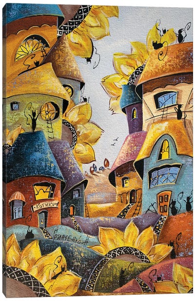 Golden Sunflower Day Canvas Art Print - Natalia Grinchenko