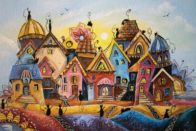 The Funniest City Of Cats by Natalia Grinchenko art print