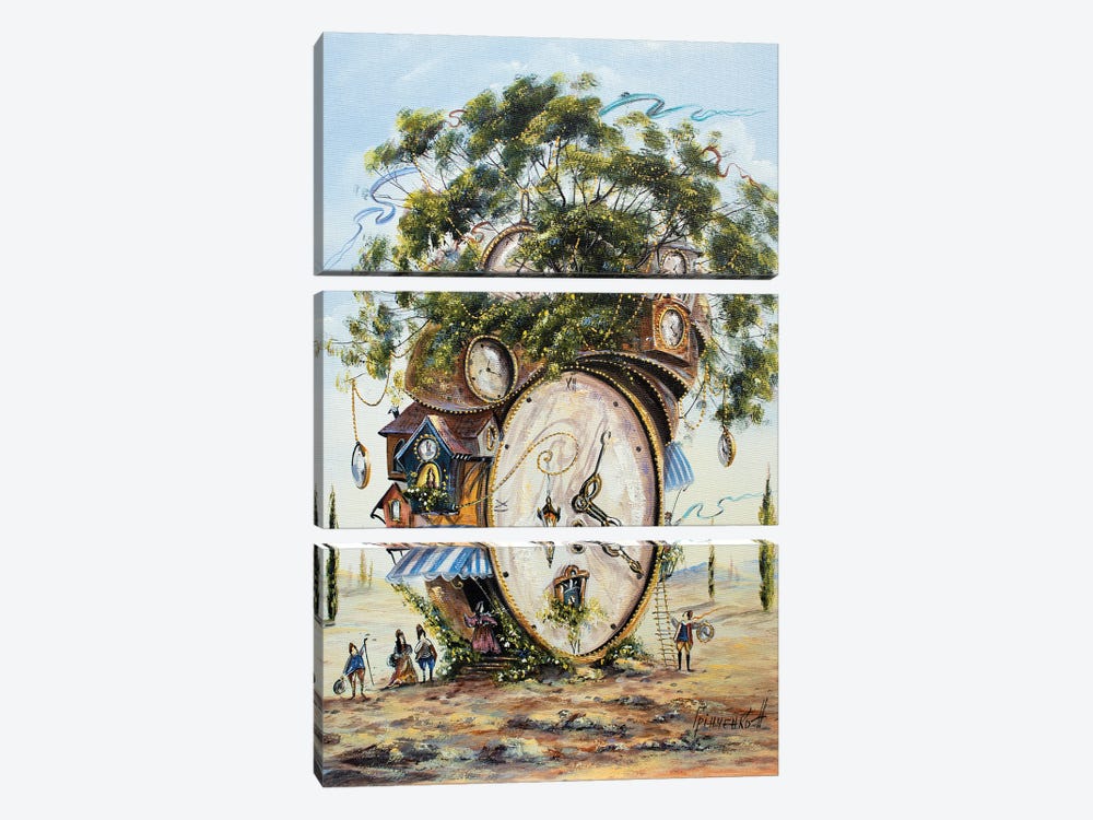 A Strange House Of Time Keepers by Natalia Grinchenko 3-piece Canvas Art Print