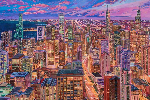 City Sunrises & Sunsets: Chicago Night Skyline by Heather Nagy