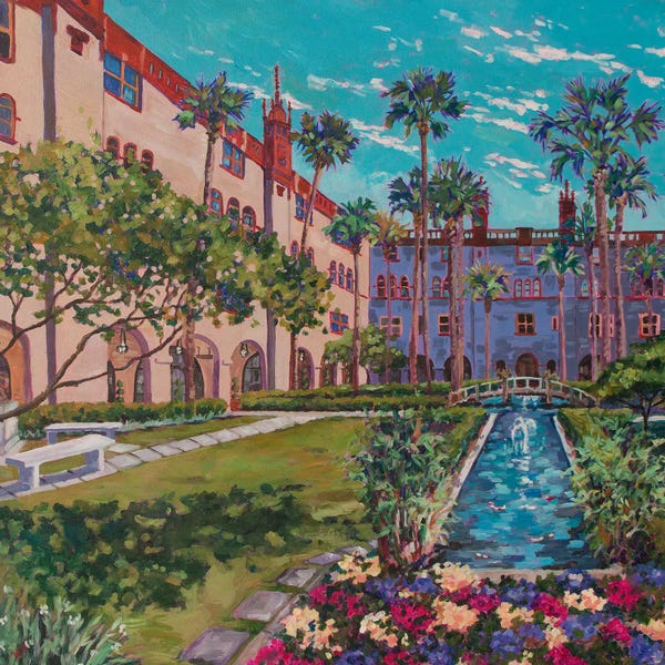 Heather Nagy: Courtyard With Koi Pond by Heather Nagy